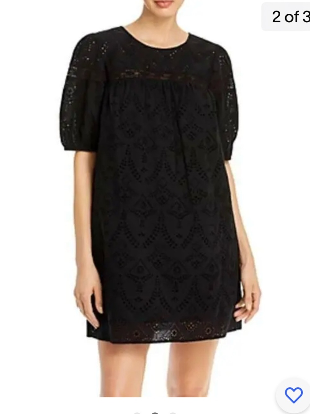 Sanctuary Black Eyelet Puff-Sleeve Mini Dress